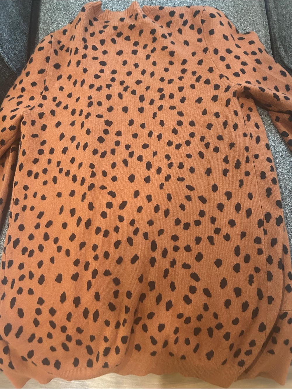 Patterned Open-Front Cardigan in Rust Orange - Picture 2 of 2